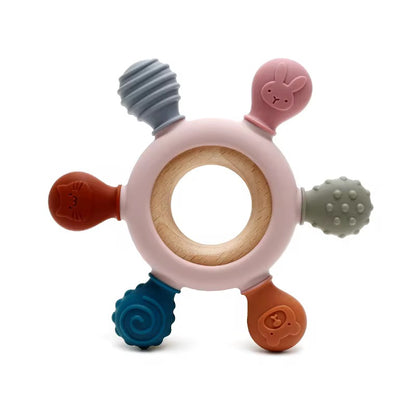 Round Wood & Silicone Teether