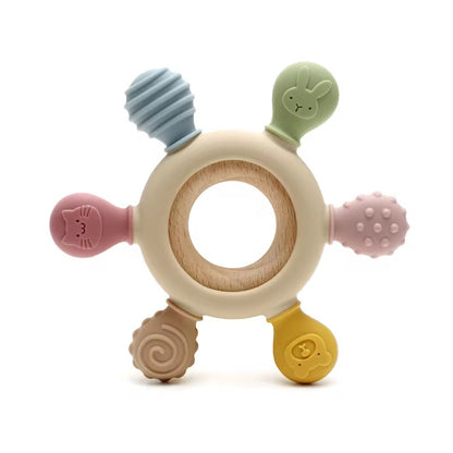 Round Wood & Silicone Teether