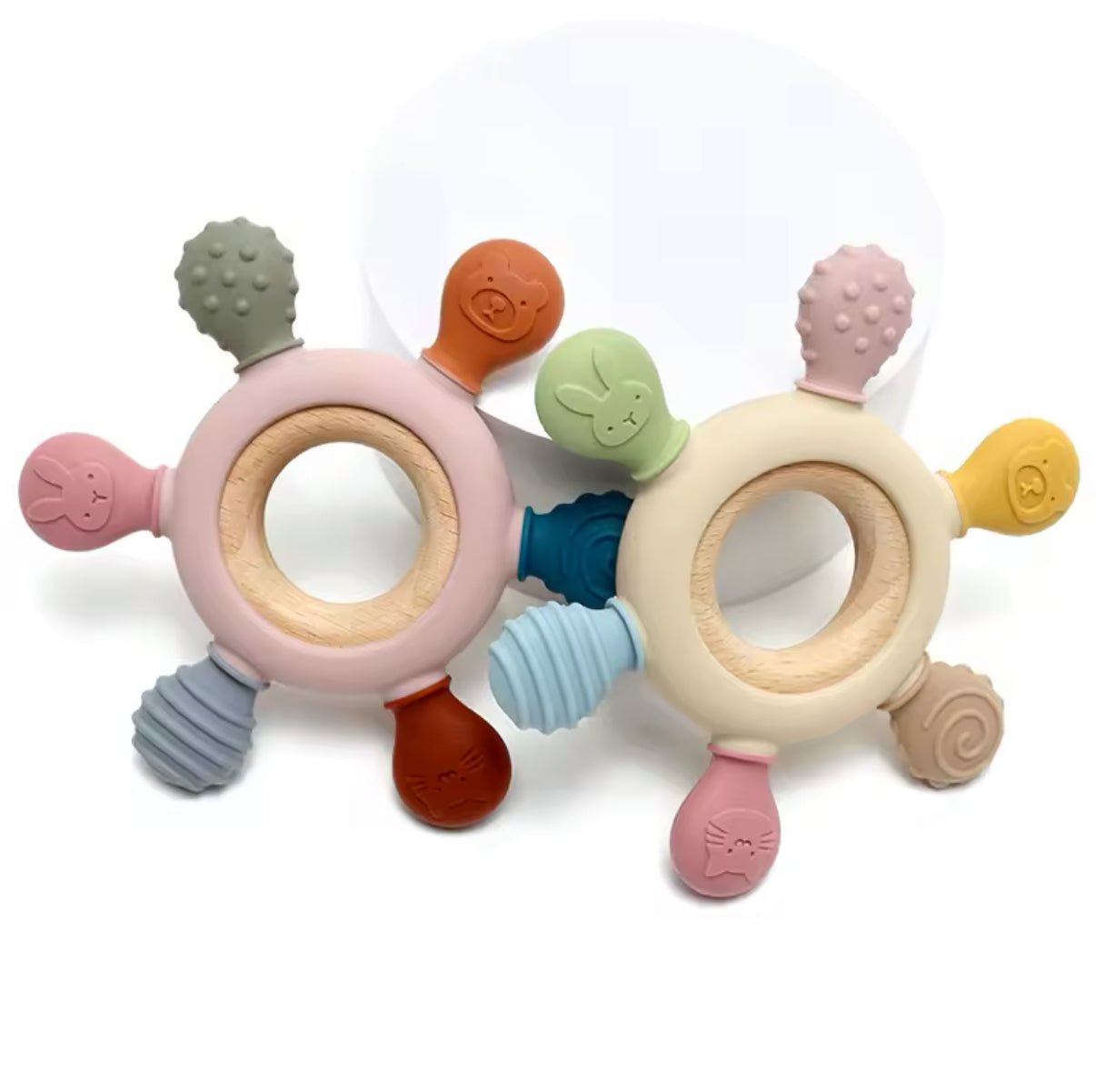 Round Wood & Silicone Teether