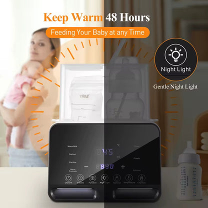 Premium Dual Bottle Warmer & Sterilizer - 4-in-1 Smart Warmer with Night Light