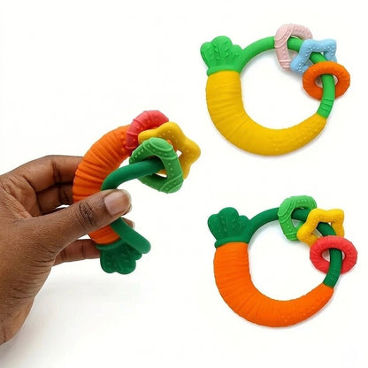 Carrot Ring Teether – Soft Silicone Baby Teething Toy
