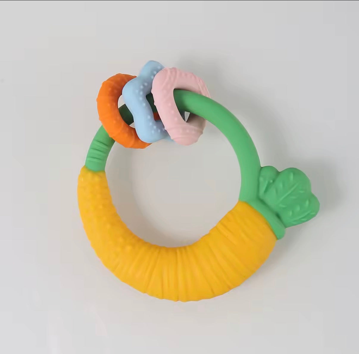 Carrot Ring Teether – Soft Silicone Baby Teething Toy