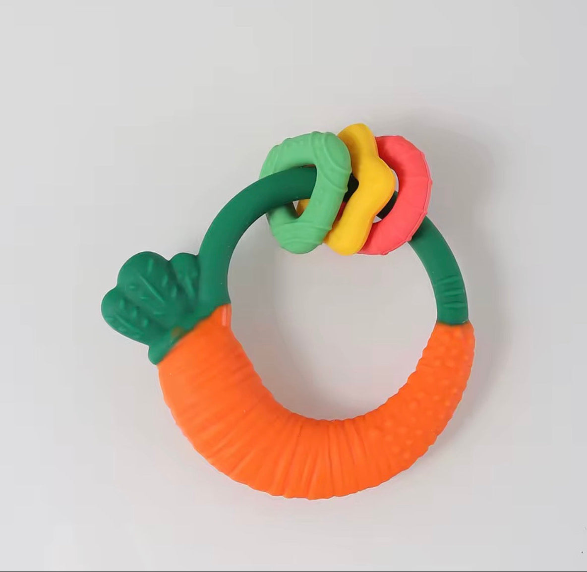 Carrot Ring Teether – Soft Silicone Baby Teething Toy