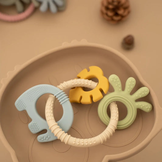 Multi-Texture Silicone Teething Ring Set – Sensory Baby Teether
