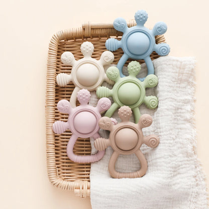 Silicone Rattle Teether – 2-in-1 Baby Teething Toy with Rattle