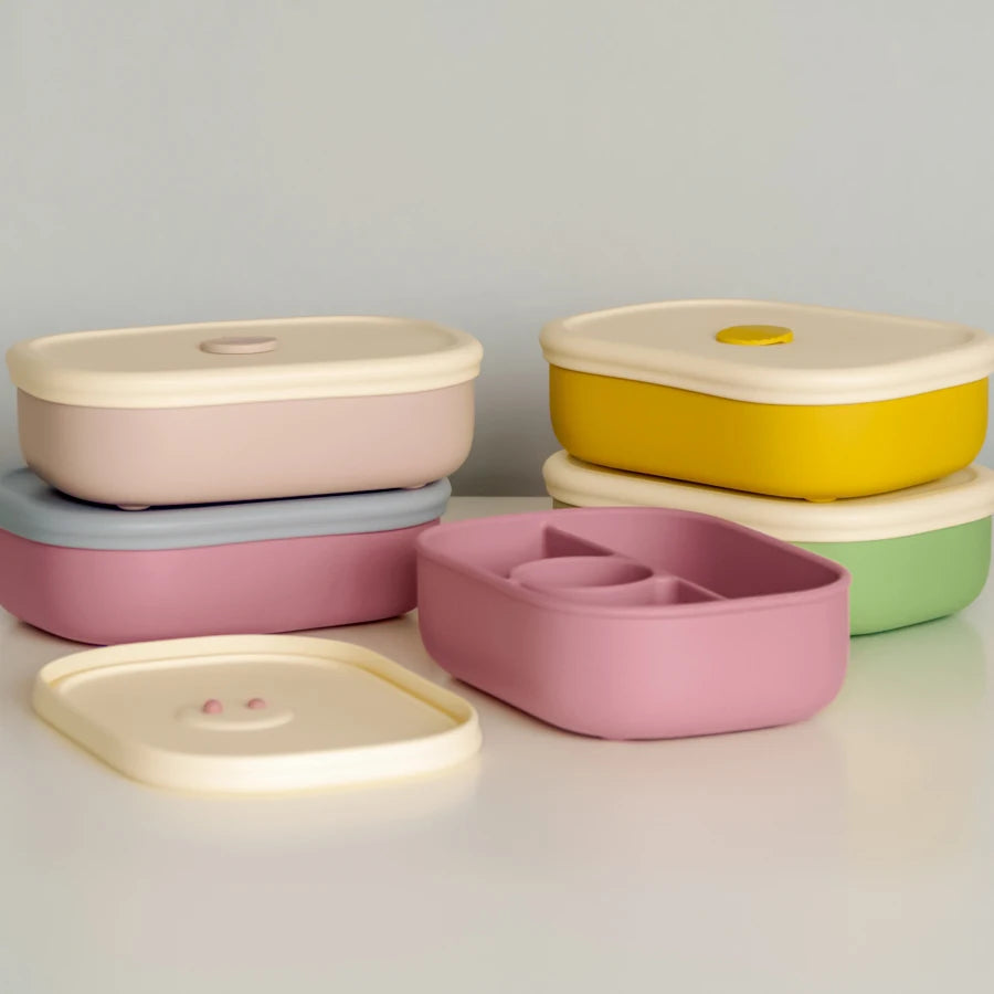 Silicone Baby Bento Box - 4-Compartment Leakproof Lunchbox with Sealed Lid, Dishwasher & Microwave Safe (18+ Months)