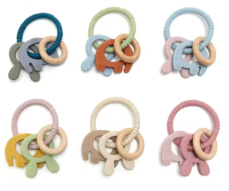 Multi-Texture Silicone Teething Ring Set – Sensory Baby Teether