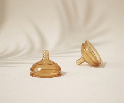HEORSHE Replacement Teats (2-Pack) - Ultra Wide Neck Silicone Nipples with Anti-Colic Valve
