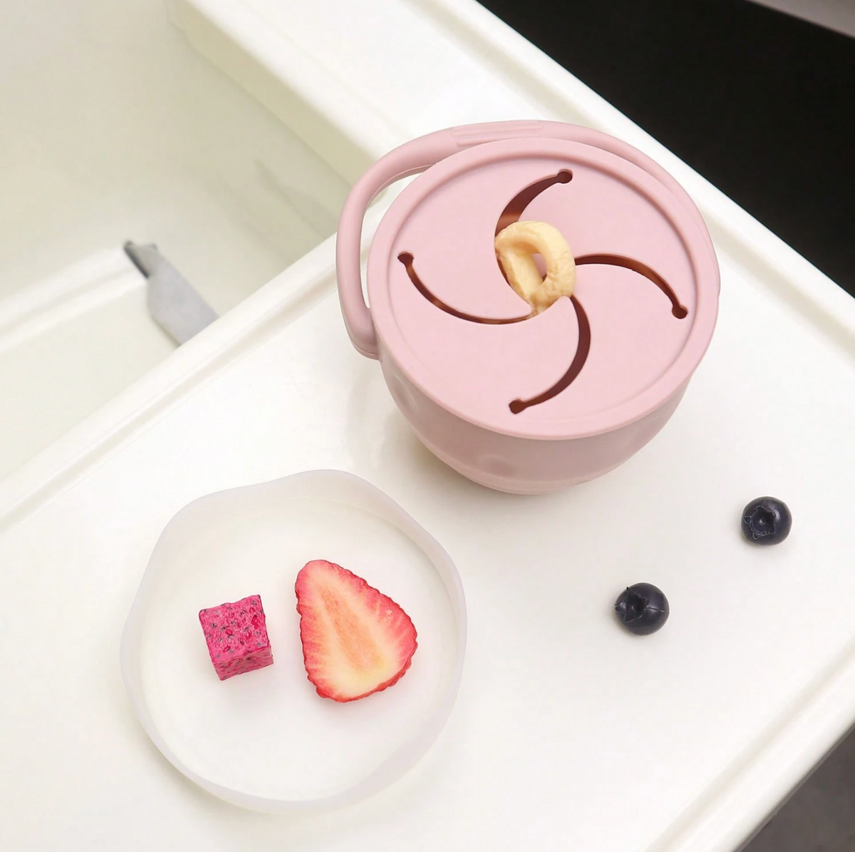 Baby Silicone Snack Cup - Spill-Proof Anti-Spill Toddler Snack Container (12+ Months)