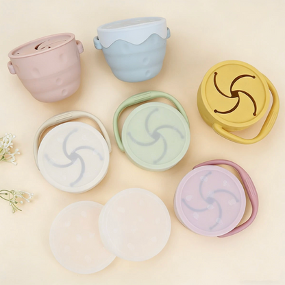 Baby Silicone Snack Cup - Spill-Proof Anti-Spill Toddler Snack Container (12+ Months)