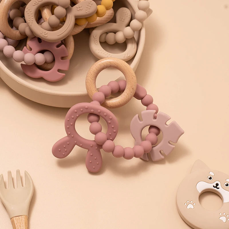 4-Piece Silicone Ring Teether Set – Stacking Baby Teething Toy