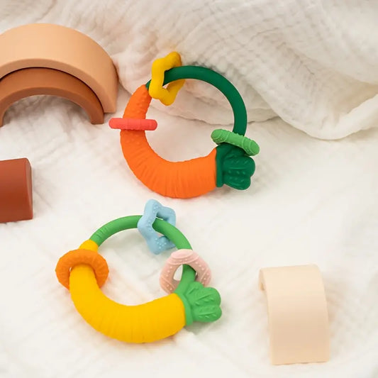Carrot Ring Teether – Soft Silicone Baby Teething Toy