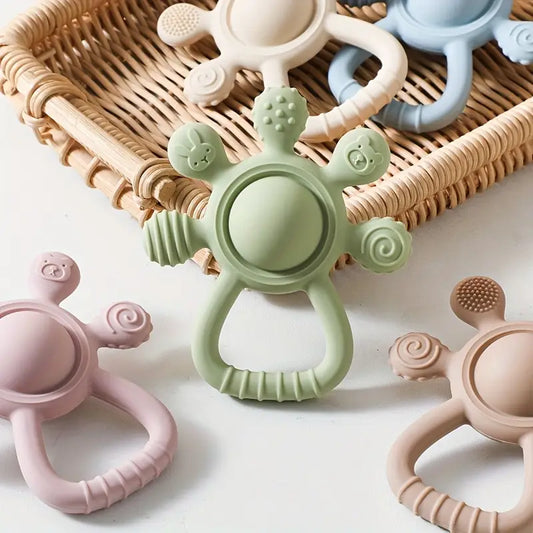 Silicone Rattle Teether – 2-in-1 Baby Teething Toy with Rattle