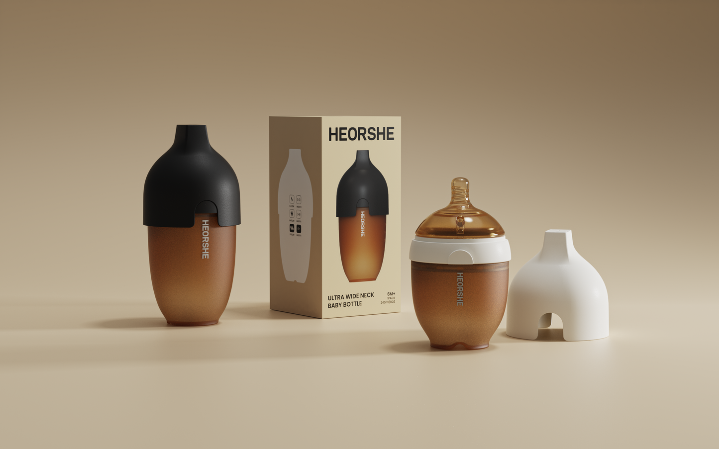 HEORSHE Silicone Anti-Colic Feeding Bottle