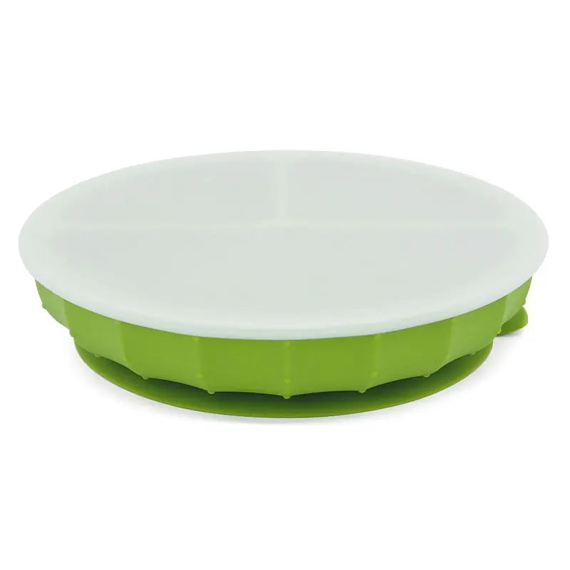 Silicone Baby Plate with Lid - 3-Compartment Suction Plate, Dishwasher & Microwave Safe (6+ Months)