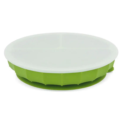 Silicone Baby Plate with Lid - 3-Compartment Suction Plate, Dishwasher & Microwave Safe (6+ Months)