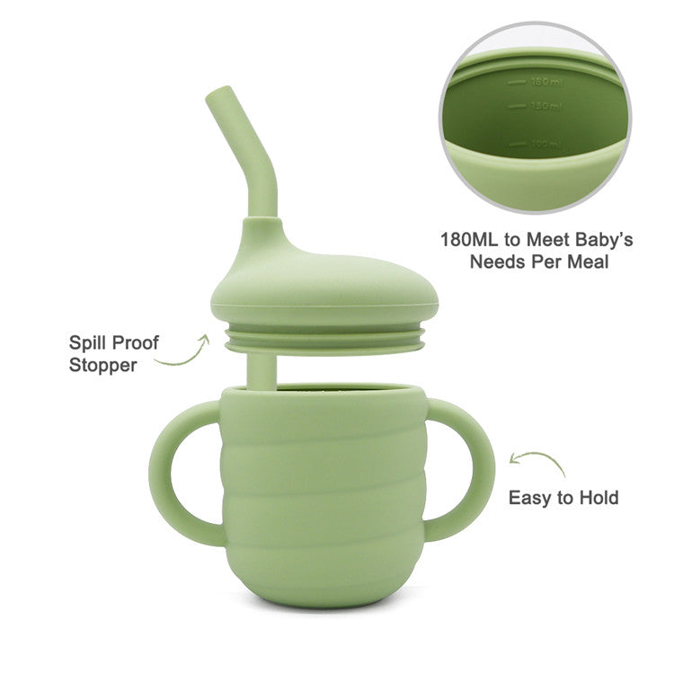 3-in-1 Silicone Baby Training Cup - Sippy, Straw & Open Cup for Weaning (6+ Months)