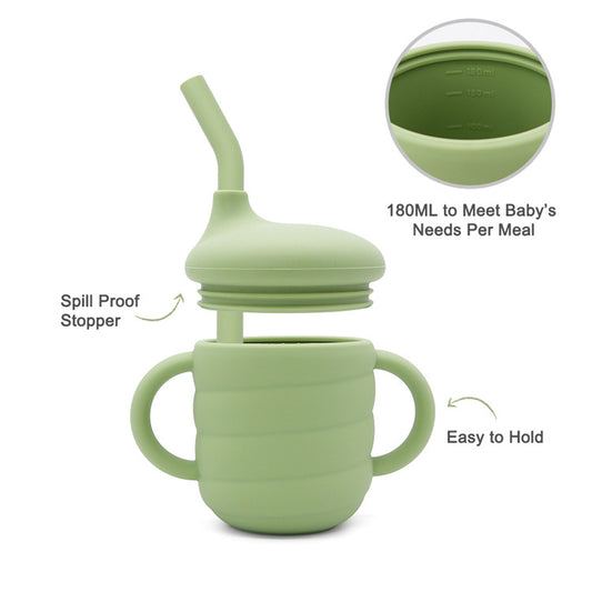 3-in-1 Silicone Baby Training Cup - Sippy, Straw & Open Cup for Weaning (6+ Months)
